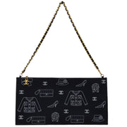 Chanel 2002 Black Canvas Icon Chain Handbag