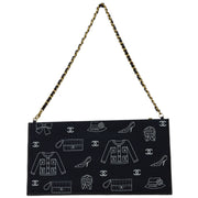 Chanel 2002 Black Canvas Icon Chain Handbag
