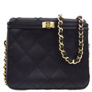 Chanel * 1997-1999 Black Satin Box Vanity Shoulder Bag