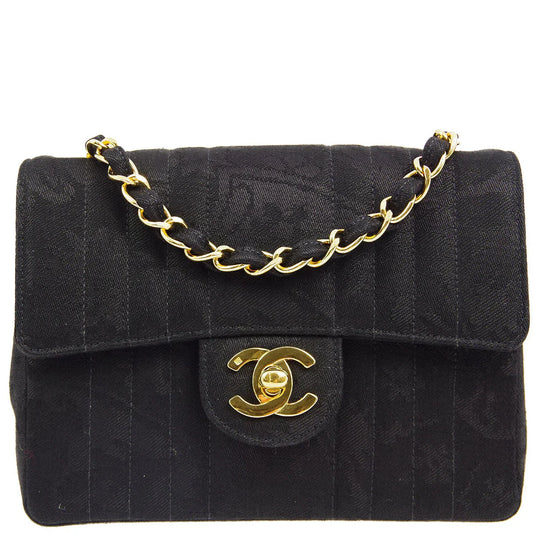 Chanel * 1991-1994 Black Mini Vertical Stitch Classic Square Flap Bag 17