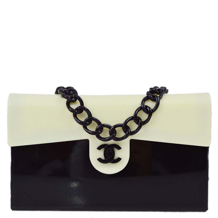 Chanel 2000-2001 Black White Acrylic Chain Shoulder Bag