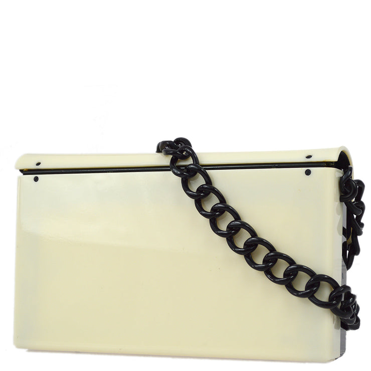 Chanel 2000-2001 Black White Acrylic Chain Shoulder Bag