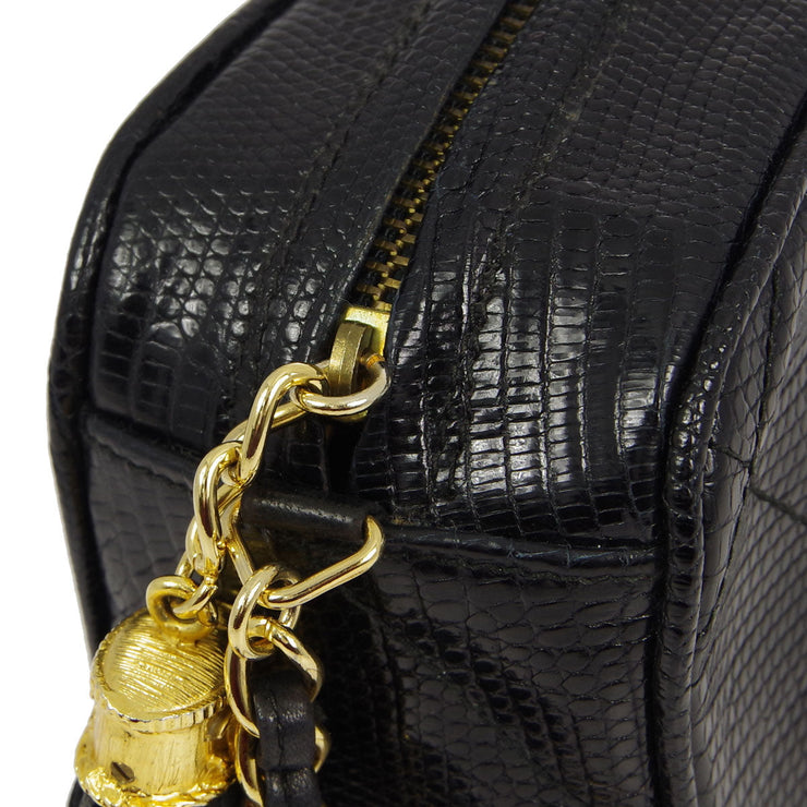 Chanel * 1986-1988 Black Lizard Mini Camera Bag