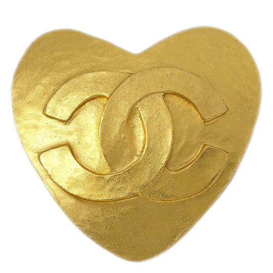 Chanel Heart Brooch Gold 95P
