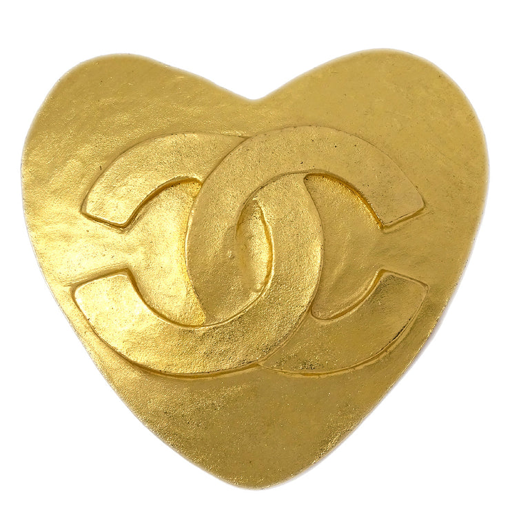 Chanel 2023 Strass CC Heart Brooch - Gold-Plated Pin, Brooches - CHA806236