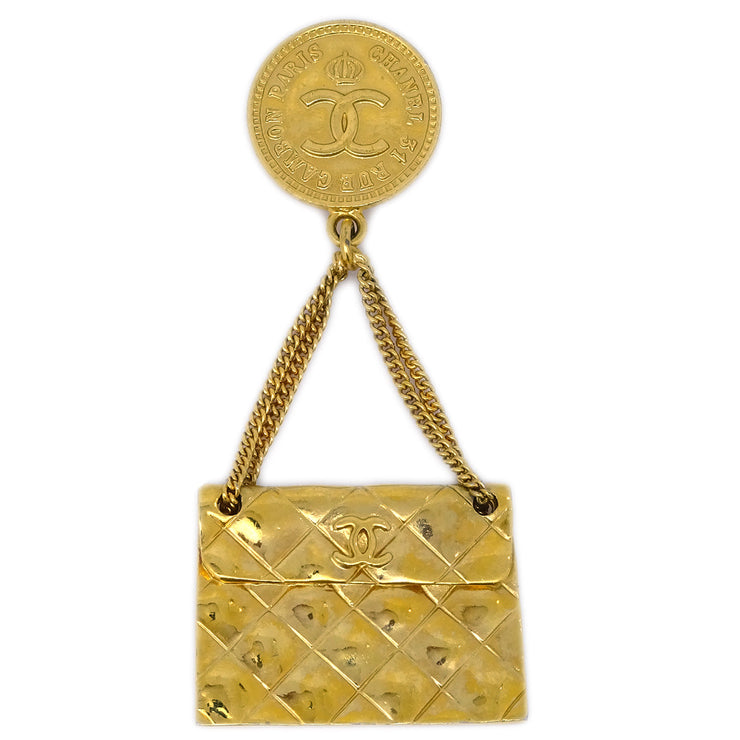 Chanel Bag Brooch Pin Gold 96P