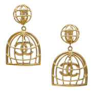 Chanel Birdcage Dangle Earrings Clip-On Gold