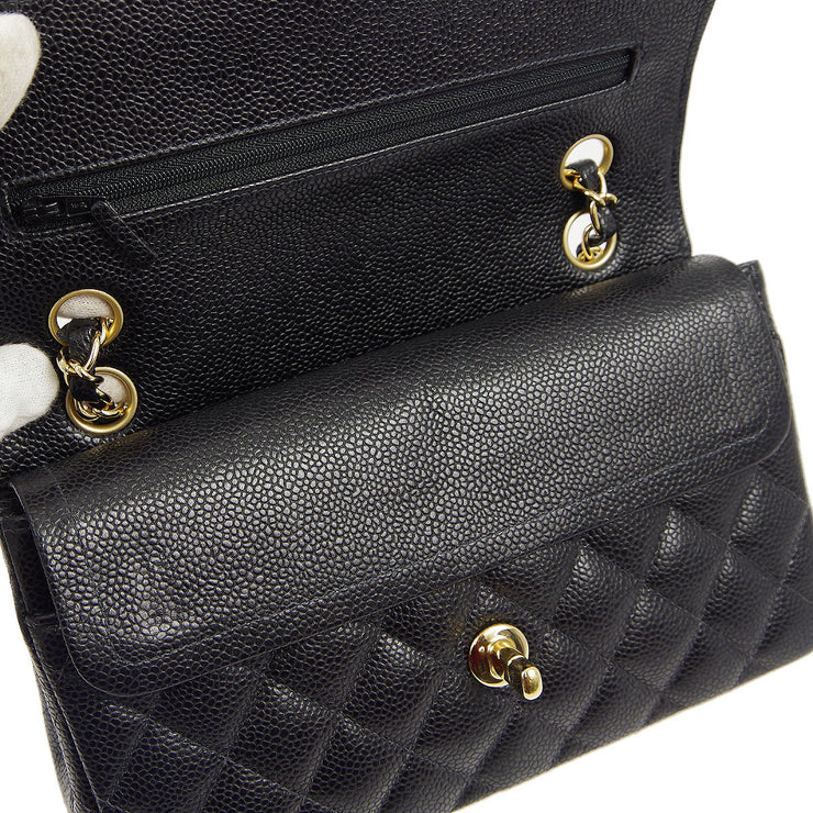 Chanel * Classic Double Flap Small Chain Shoulder Bag Black Caviar