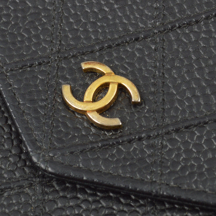 Vintage Chanel Bi Fold Black Gold CC Full Set Wallet - Nina Furfur