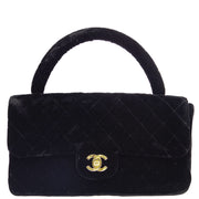 Chanel * 1991-1994 Black Velvet Medium Classic Flap Handbag