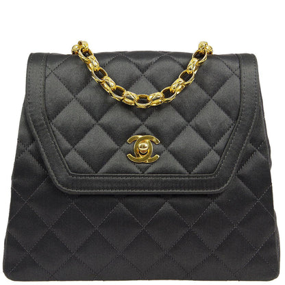 Chanel * 1989-1991 Gray Satin Border Flap Bag & Pouch Set