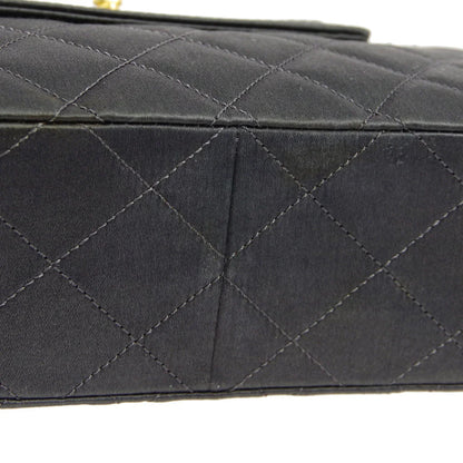 Chanel * 1989-1991 Gray Satin Border Flap Bag & Pouch Set