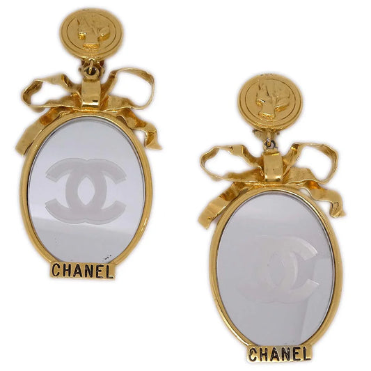 Chanel Mirror Earrings Clip-On Gold