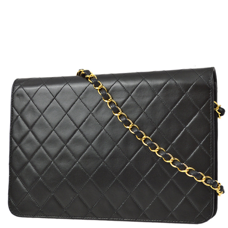 Chanel 1997-1999 Black Lambskin Single Flap Shoulder Bag
