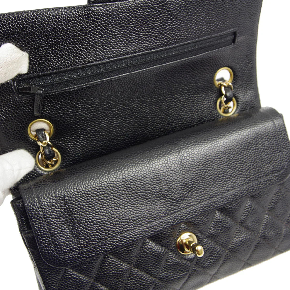 Chanel * 2000-2001 Black Caviar Small Classic Double Flap Bag
