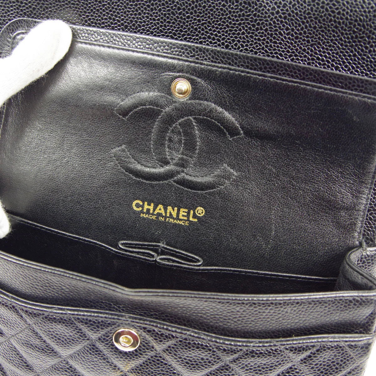 Chanel * 2000-2001 Black Caviar Small Classic Double Flap Bag