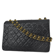 Chanel 1994-1996 Black Lambskin Maxi Classic Flap Shoulder Bag