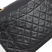 Chanel 1994-1996 Black Lambskin Maxi Classic Flap Shoulder Bag