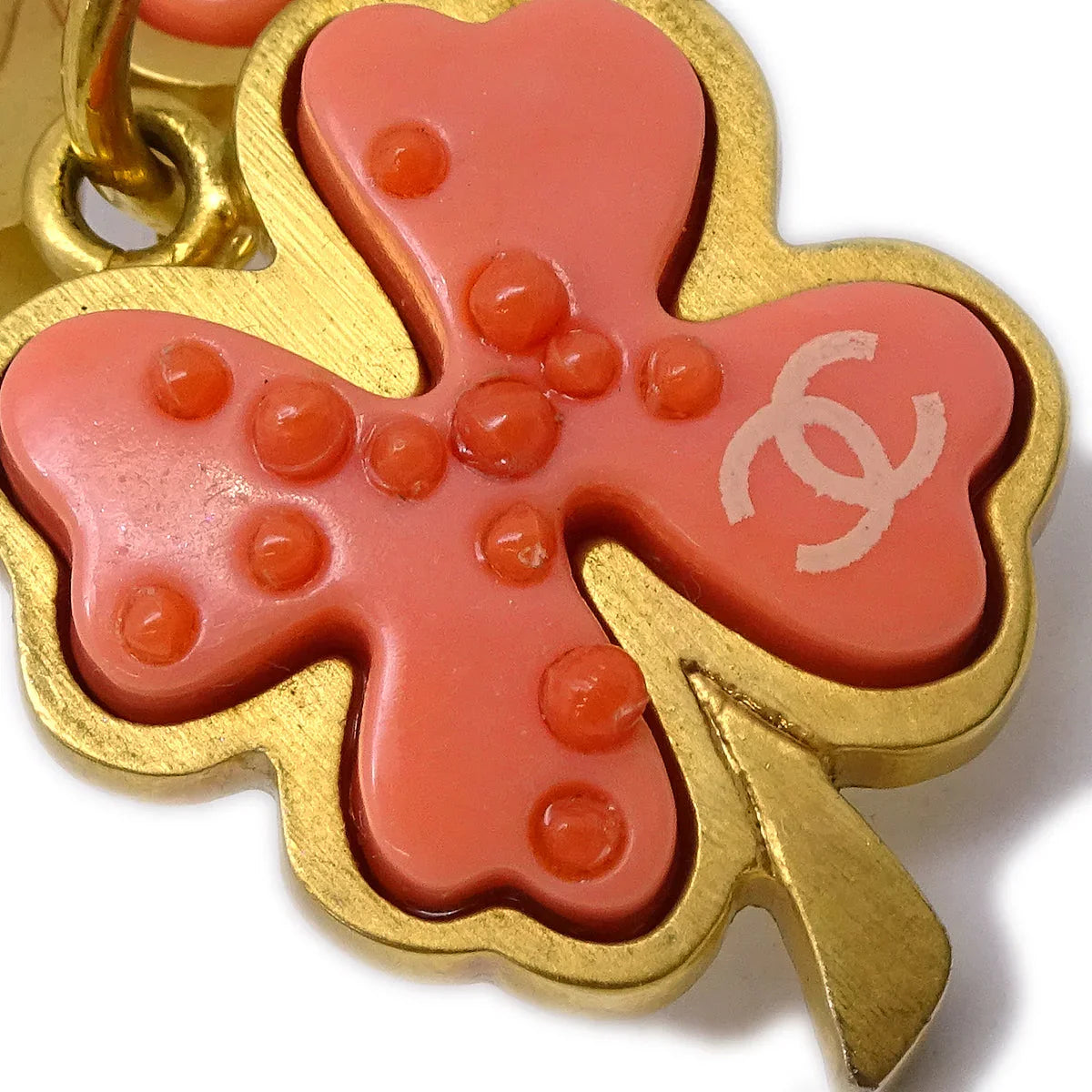 Chanel Clover Dangle Piercing Earrings Gold 03P