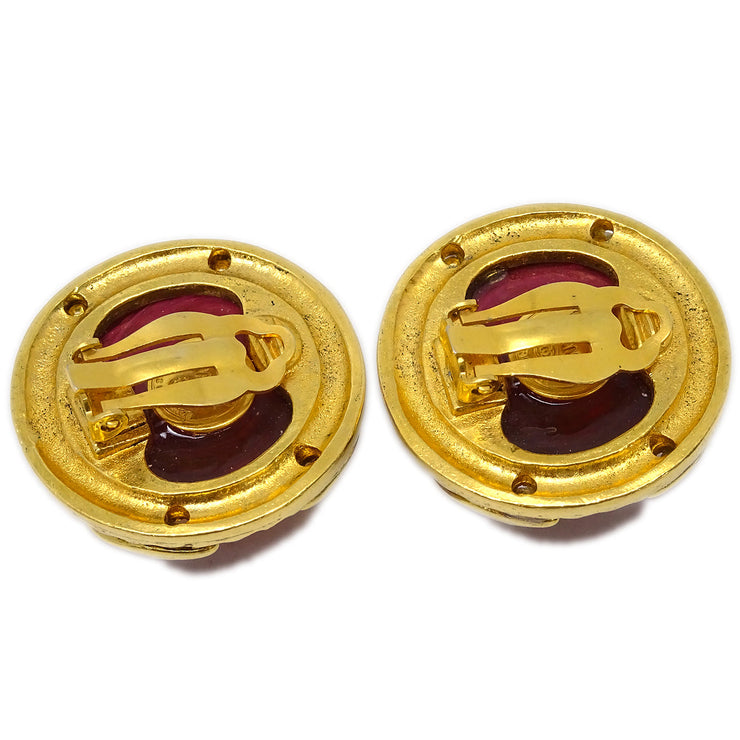 Chanel Bijou Button Earrings Gold Clip-On