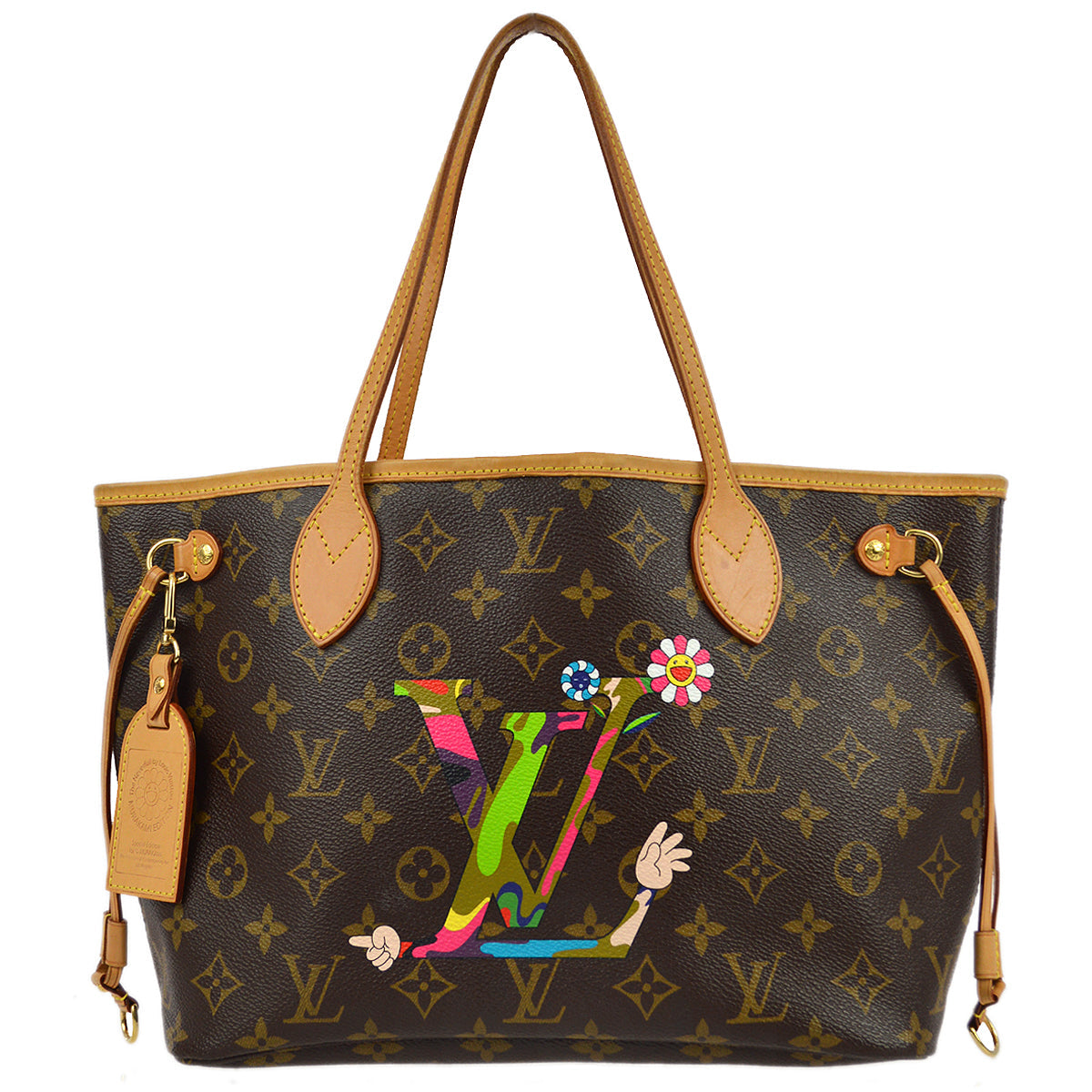 LOUIS VUITTON Neverfull PM Damier Ebene Shoulder Bag Brown