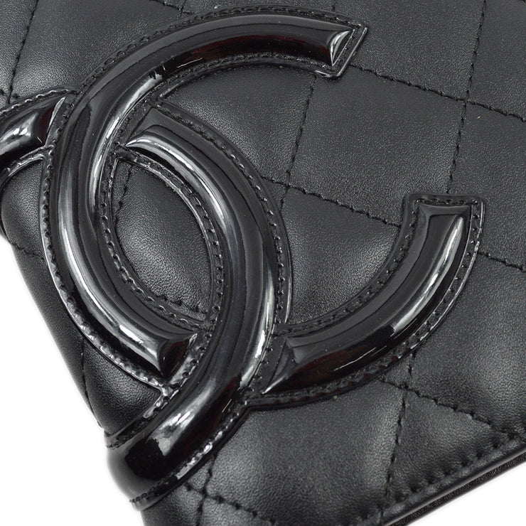 Chanel 1989-1991 Black Calfskin Cambon Ligne Long Wallet