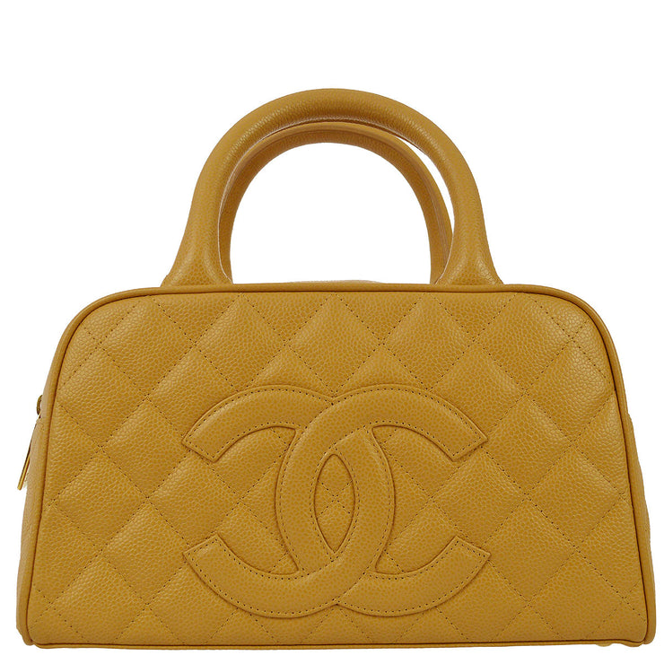 Chanel 2004-2005 Beige Caviar Bowling Bag 27