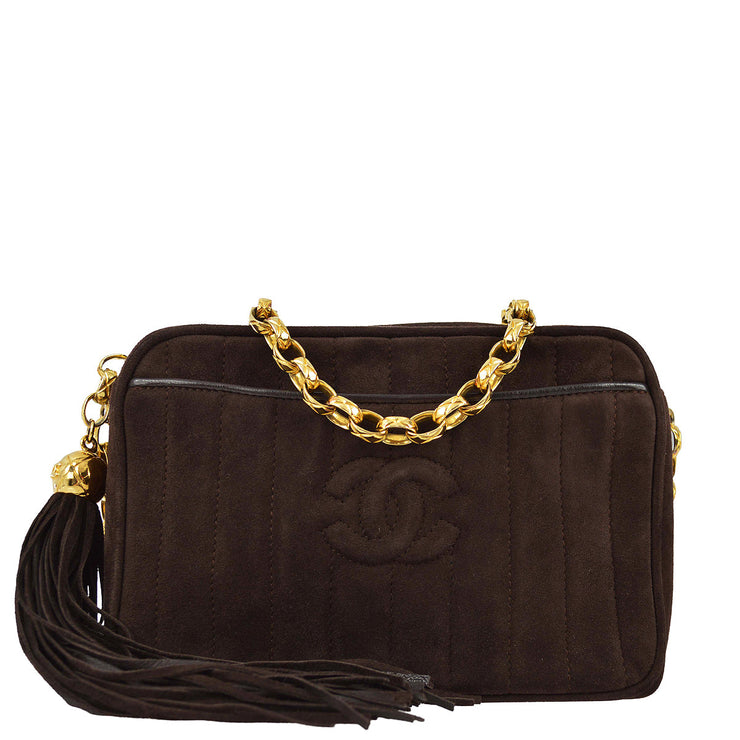 Chanel 1991-1994 Brown Suede Mademoiselle Camera Bag Mini