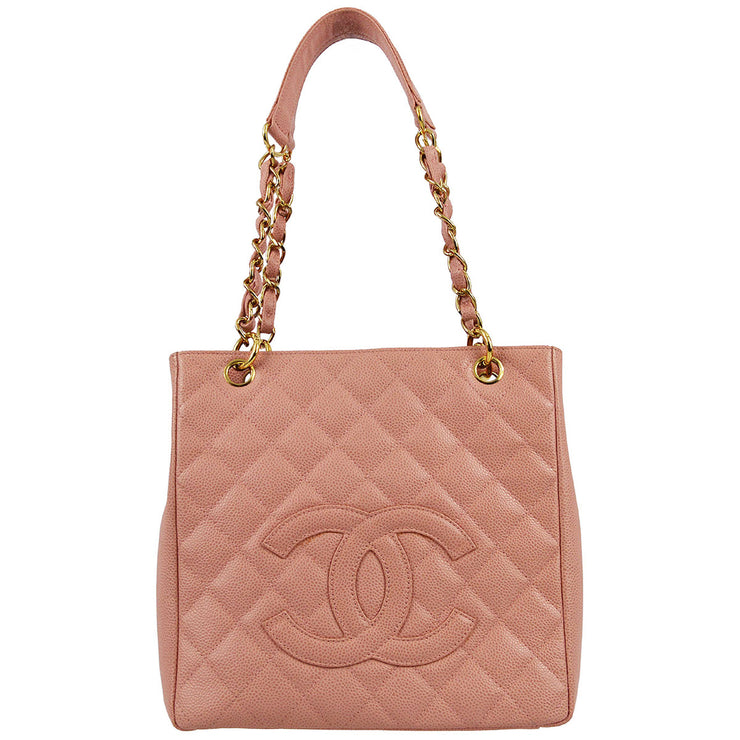 Chanel 2003-2004 Pink Caviar Skin Petite Shopping Tote PST Handbag