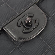 Chanel 2000-2001 Black Jacquard Nylon East West New Travel Line Shoulder Bag
