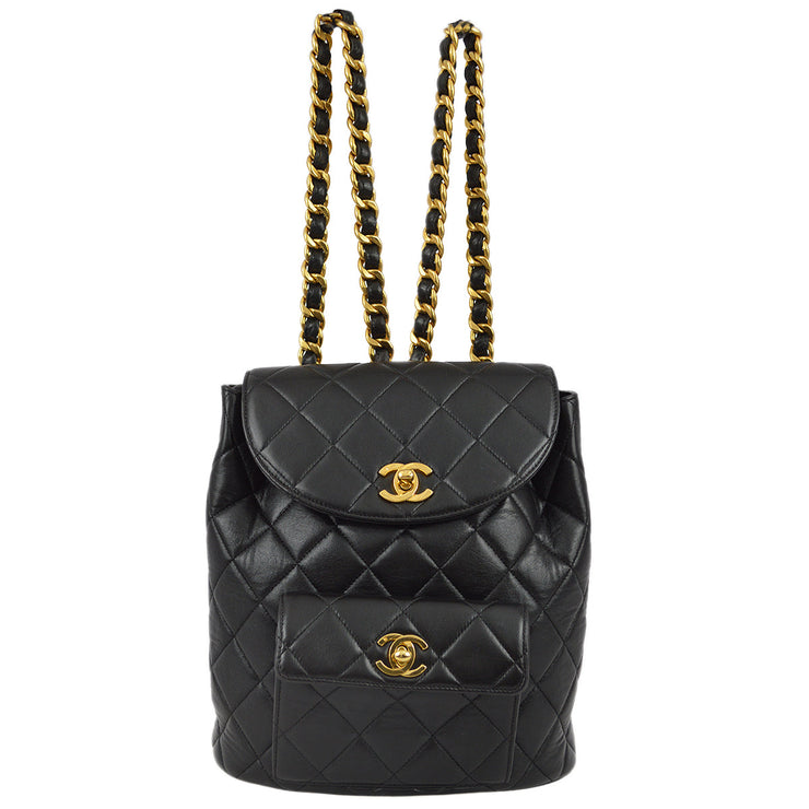 Chanel 1996-1997 Black Lambskin Large Duma Backpack