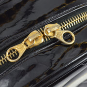 Chanel 1994-1996 Black Patent Leather Round Vanity Handbag