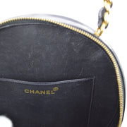 Chanel 1994-1996 Black Patent Leather Round Vanity Handbag