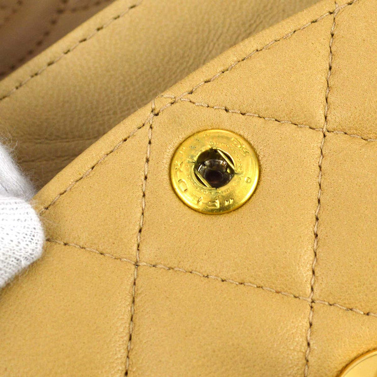 Chanel 1997-1999 Beige Lambskin Small Classic Double Flap Shoulder Bag