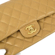 Chanel 2001-2003 Beige Caviar Medium Classic Double Flap Bag SHW