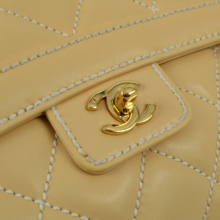 Chanel 2005-2006 Beige Calfskin Wild Stitch Handbag