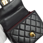 Chanel Black Lambskin Micro Classic Flap Handbag