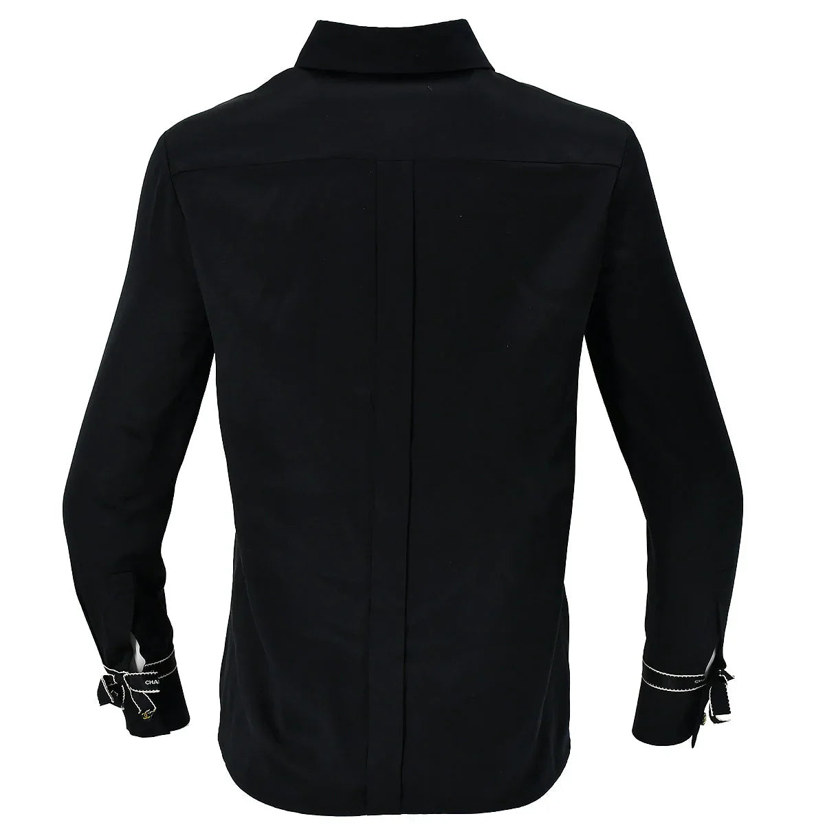 Chanel Ribbon Blouse Shirt Black 94A #36