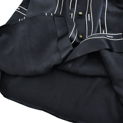 Chanel Ribbon Blouse Shirt Black 94A #36