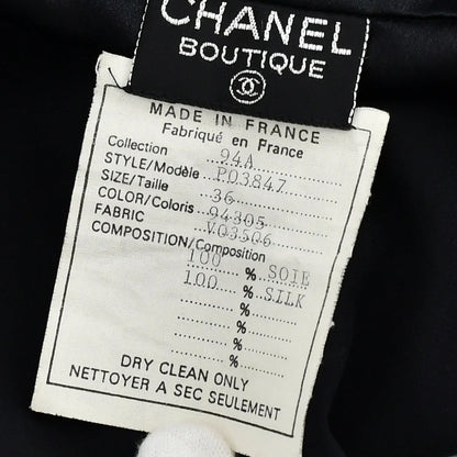 Chanel Ribbon Blouse Shirt Black 94A #36