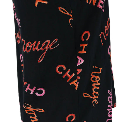 Chanel 1996 Spring Rouge Logo Pattern Sleeveless Silk Blouse #38