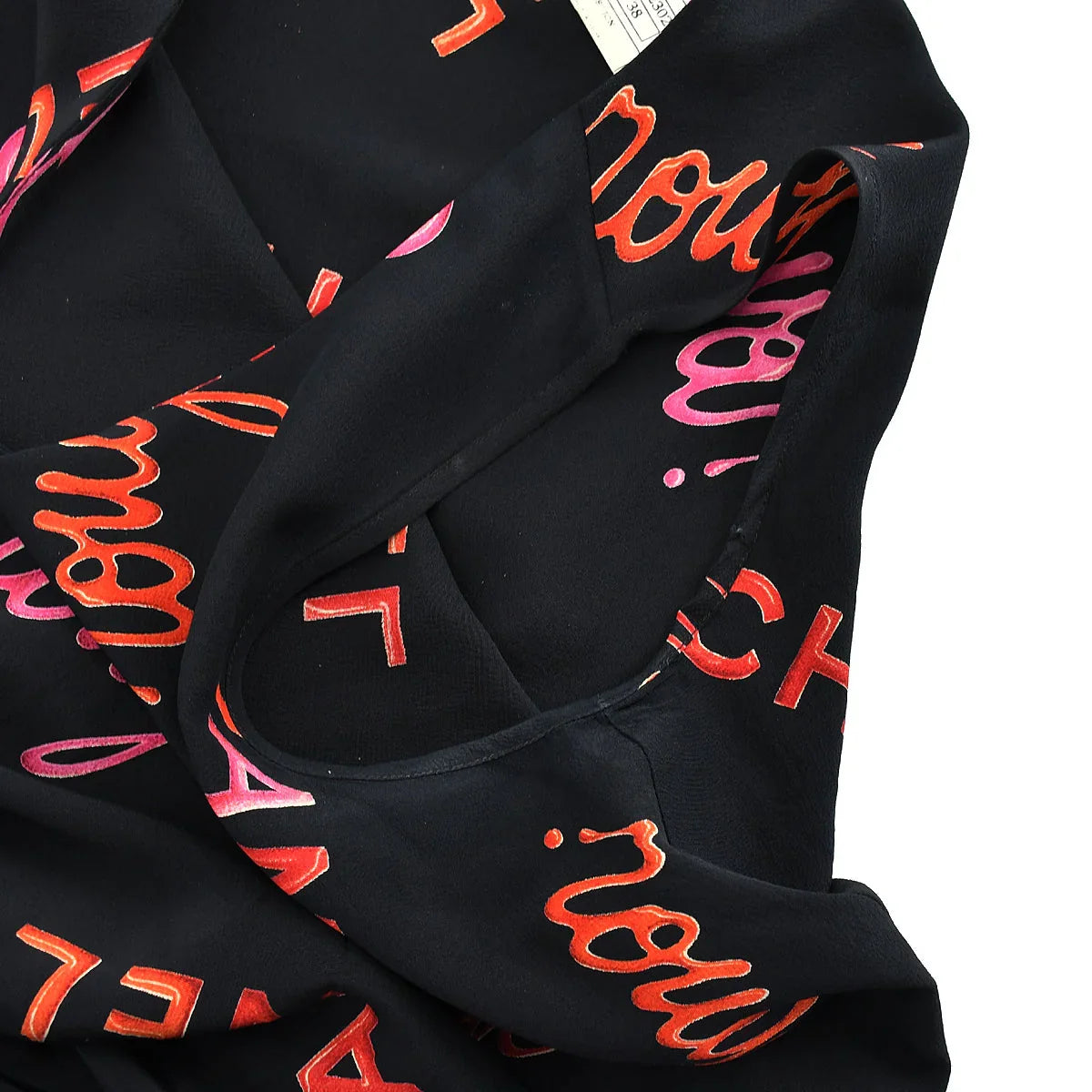 Chanel 1996 Spring Rouge Logo Pattern Sleeveless Silk Blouse #38
