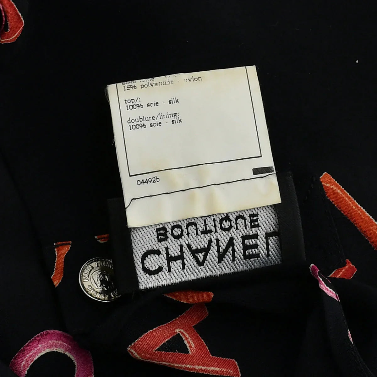Chanel 1996 Spring Rouge Logo Pattern Sleeveless Silk Blouse #38