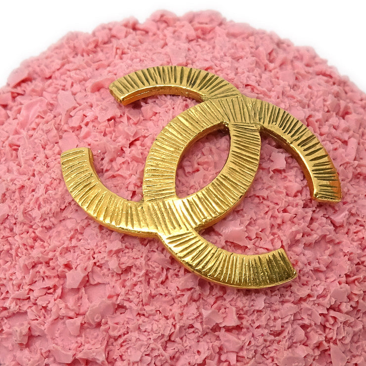 Chanel Button Earrings Clip-On Pink 93P