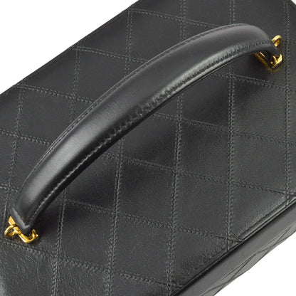 Chanel 1994-1996 Black Lambskin Bicolore Vanity 2way Handbag