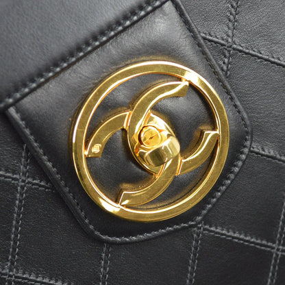 Chanel 1994-1996 Black Lambskin Bicolore Vanity 2way Handbag