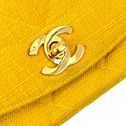 Chanel 1991-1994 Yellow Linen Small Diana Flap Bag