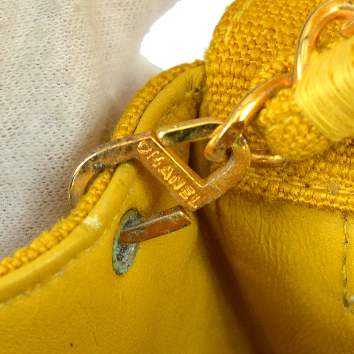 Chanel 1991-1994 Yellow Linen Small Diana Flap Bag