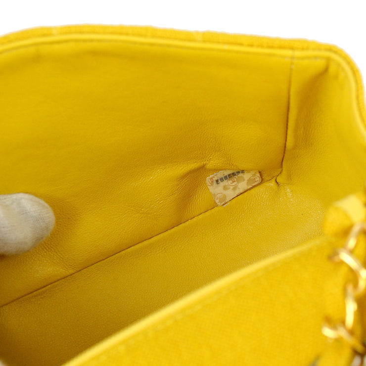 Chanel 1991-1994 Yellow Linen Small Diana Flap Bag