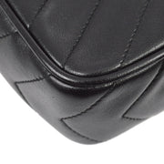 Chanel 1991-1994 Black Lambskin Chevron Pocket Camera Bag Small